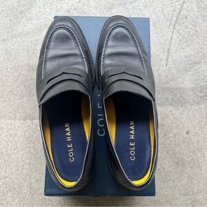 Cole Haan Hawthorne Black Leather Penny Loafers Slip-On